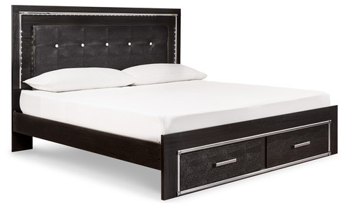 Kaydell - Black - King Upholstered Panel Bed with Storage (B1420B7) by Ashley