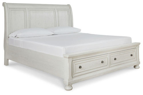 Robbinsdale - Antique White - Queen Sleigh Bed with Storage (B742B3) by Ashley
