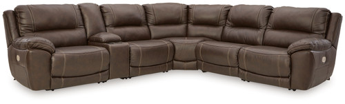 Dunleith - Chocolate - 6-Piece Power Reclining Sectional (U71604S2) by Ashley