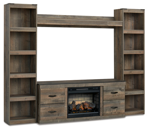 Trinell - Brown - 4-Piece Entertainment Center with Electric Fireplace (EW0446W9) by Ashley