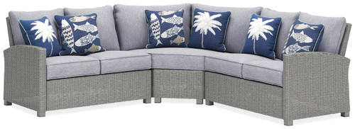 Naples Beach - Light Gray - 3-Piece Outdoor Sectional (P439P1) by Ashley