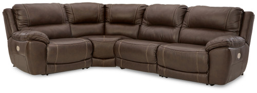 Dunleith - Chocolate - 4-Piece Power Reclining Sectional (U71604S6) by Ashley