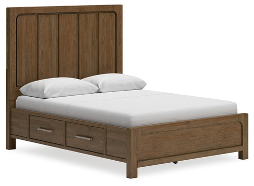 Cabalynn - Light Brown - Queen Panel Bed with Storage (B974B4) by Ashley