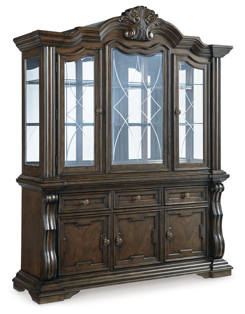 Maylee - Dark Brown - Dining Buffet and Hutch (D947D1) by Ashley