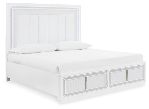 Chalanna - White - King Upholstered Storage Bed (B822B4) by Ashley