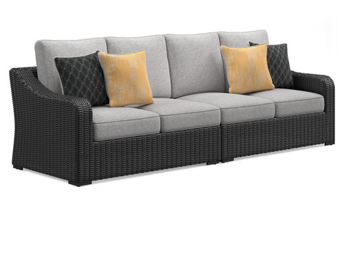 Beachcroft - Black/Light Gray - 2-Piece Outdoor Loveseat with Cushion (P792-854) by Ashley