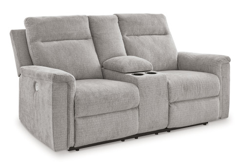 Barnsana - Ash - Power Reclining Loveseat with Console (3320196) by Ashley