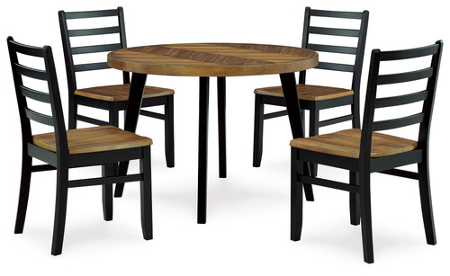 Blondon - Brown/Black - Dining Table and 4 Chairs (Set of 5) (D413-225) by Ashley