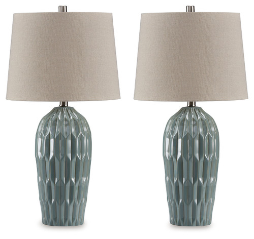 Hadbury - Pale Blue/Teal - Table Lamp (Set of 2) (L178034) by Ashley