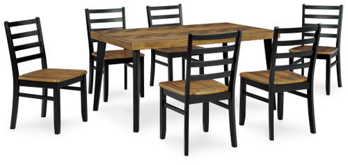 Blondon - Brown/Black - Dining Table and 6 Chairs (Set of 7) (D413-425) by Ashley