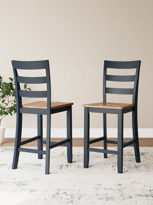 Gesthaven - Natural/Blue - Counter Height Barstool (Set of 2) (D399-124) by Ashley