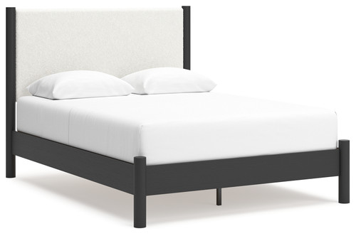Cadmori - Black/White - Queen Upholstered Panel Bed (B2616B2) by Ashley