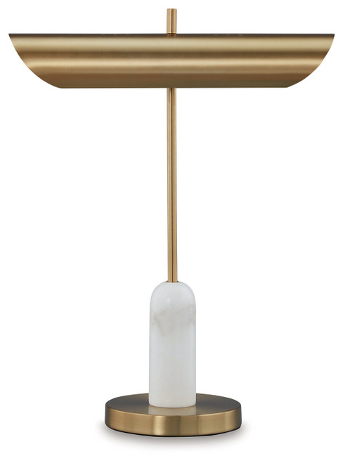 Rowleigh - Gold Finish/White - Desk Lamp (L734392) by Ashley