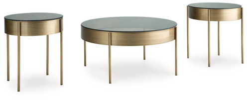 Jettaya - Brushed Brass - Table (Set of 3) (T285-13) by Ashley