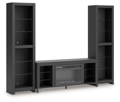 Cayberry - Black - 3-Piece Entertainment Center with Electric Fireplace (W2721W2) by Ashley