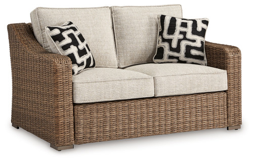 Beachcroft - Beige - Outdoor Loveseat with Cushion (P791-835) by Ashley