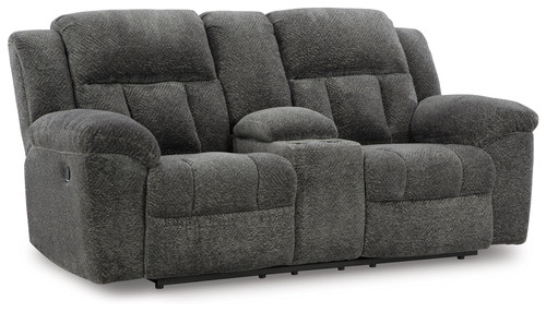 Frohn - Graphite - Reclining Loveseat with Console (3740694) by Ashley