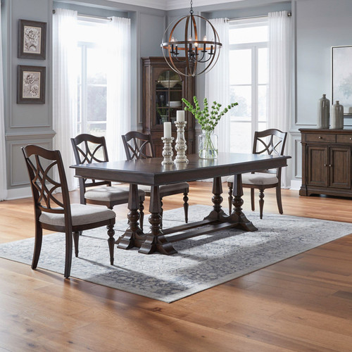Arden Road - Satin Cherry - 5 Piece Trestle Table Set (512-DR-5TRS) by Liberty Furniture