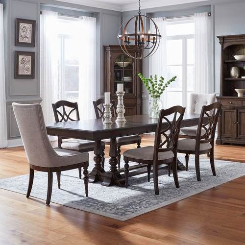 Arden Road - Satin Cherry - Alt 7 Piece Trestle Table Set (512-DR-A7TRS) by Liberty Furniture