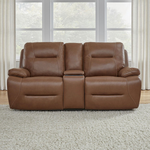 Cameron - Dakota Saddle Leather - Loveseat w/Console P3 & ZG - Saddle (7008SD-23P) by Liberty Furniture Cameron - Dakota Saddle Leather - Loveseat w/Console P3 & ZG - Saddle (7008SD-23P) by Liberty Furniture
