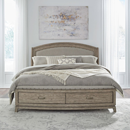 Avalon - Burnished Beige - Queen Uph Storage Bed (805-BR-QUS) by Liberty Furniture