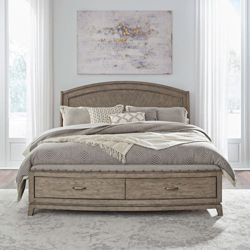 Avalon - Burnished Beige - Queen Panel Storage Bed (805-BR-QPBS) by Liberty Furniture