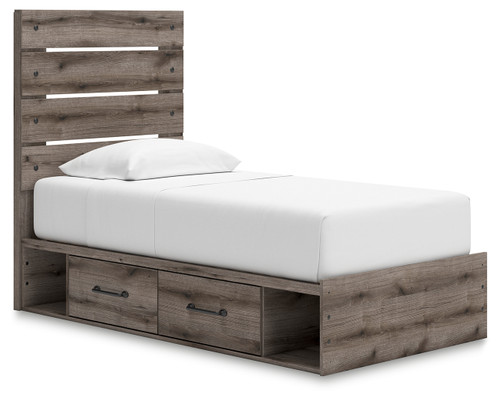 Graystorm - Brown Gray - Twin Panel Bed with Storage (PCB2405B19) by Ashley