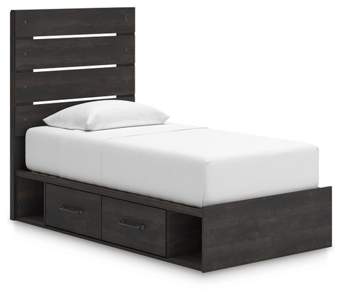 Hollivern - Dark Gray - Twin Panel Bed with Storage (PCB2108B18) by Ashley