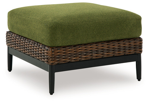 Horizon Hall - Brown/Green - Outdoor Ottoman with Cushion (P572-814) by Ashley