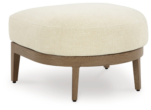 Serene Bay - Dark Brown/White - Outdoor Ottoman with Cushion (P671-814) by Ashley