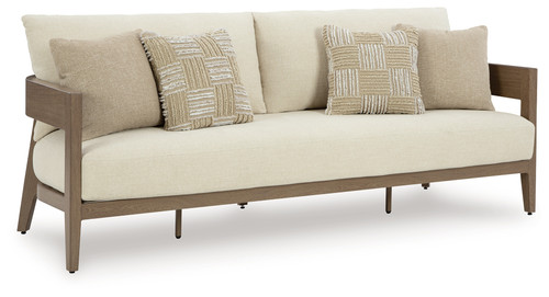 Serene Bay - Dark Brown/White - Outdoor Sofa with Cushion (P671-838) by Ashley