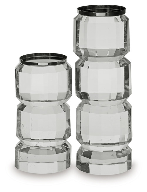 Brentley - Clear/Silver Finish - Candle Holder Set (Set of 2) (A2000770) by Ashley