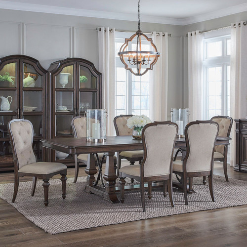 Provence Park - Chateau Brown - Opt 7 Piece Trestle Table Set (765-DR-O7TRS) by Liberty Furniture