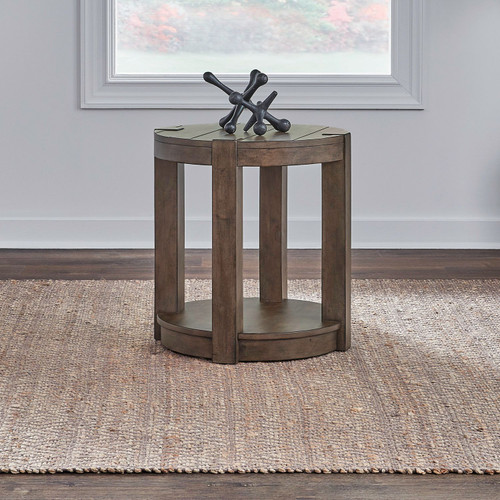 Broadmore - Cobblestone Brown - Round Chairside Table (449-OT1022) by Liberty Furniture