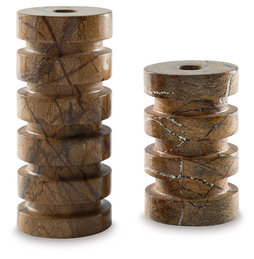 Emsleyfield - Tan - Candle Holder Set (Set of 2) (A2000735) by Ashley