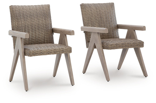 Cliff Trails - Beige - Outdoor Arm Chair (Set of 2) (PCP690-601A) by Ashley