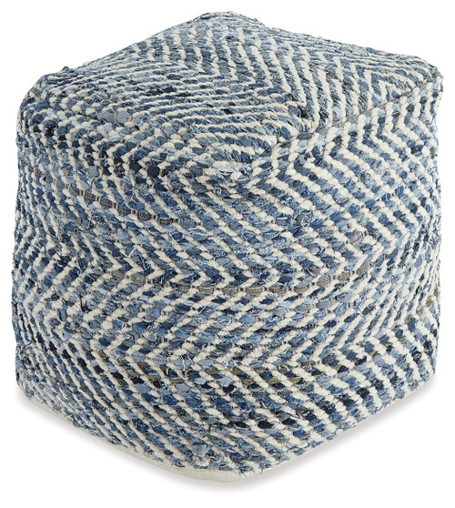 Chevron - Blue - Pouf (A1000445) by Ashley