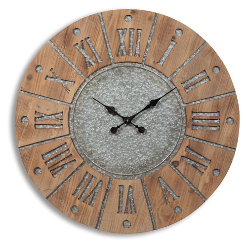 Payson - Antique Gray/Natural - Wall Clock (A8010076) by Ashley