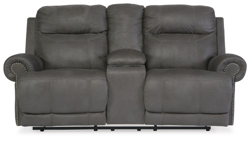 Austere - Gray - Reclining Loveseat with Console (3840194) by Ashley
