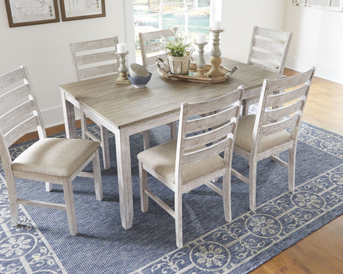 Skempton - White/Light Brown - Dining Table and Chairs (Set of 7) (D394-425) by Ashley