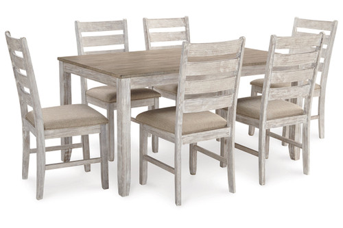 Skempton - White/Light Brown - Dining Table and Chairs (Set of 7) (D394-425) by Ashley