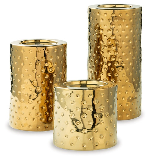 Marisa - Gold Finish - Candle Holder (Set of 3) (A2000461) by Ashley