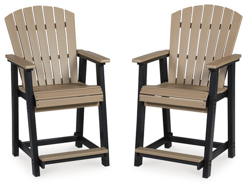 Fairen Trail - Black/Driftwood - Outdoor Counter Height Bar Stool (Set of 2) (P211-124) by Ashley