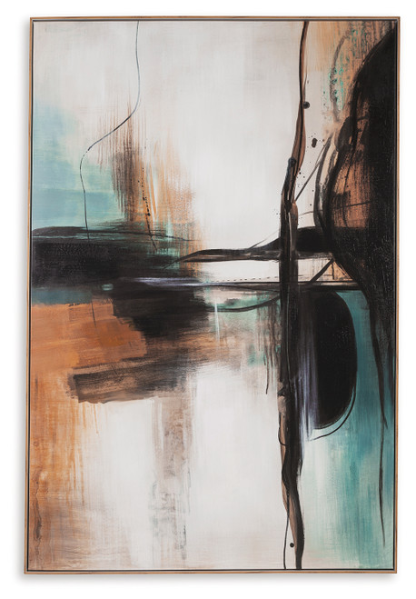 Brunonia - Teal/Orange/Black - Wall Art (A8000337) by Ashley