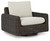 Kimora - Beige/Dark Brown - Outdoor Swivel Lounge Chair (P711-821) by Ashley