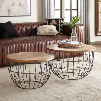 Akins - Weathered Honey w/ Pewter Base - Nesting Caged Accent Tables (2101-AT2000) by Liberty Furniture