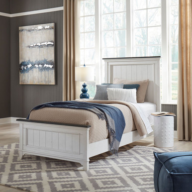 Allyson Park - Wirebrushed White w/ Charcoal Tops - Full Panel Bed (417-YBR-FPB) by Liberty Furniture