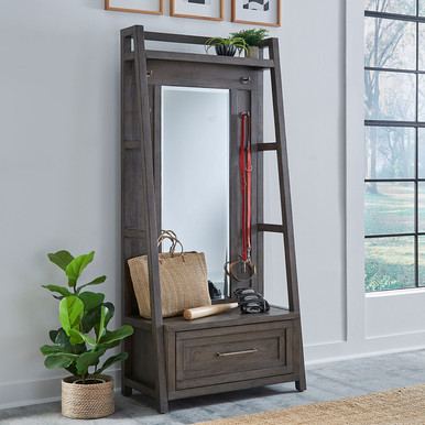 Modern Farmhouse - Dusty Charcoal w/ Heavy Distressing - 2 Piece Hall Tree Set (406-OT-2PCS) by Liberty Furniture