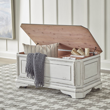 Magnolia Manor - Antique White & Weathered Bark - Storage Trunk (244-OT1013) by Liberty Furniture