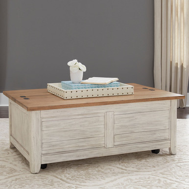 Farmhouse Reimagined - Antique White w/ Chestnut Tops - Storage Trunk (652-OT1011) by Liberty Furniture